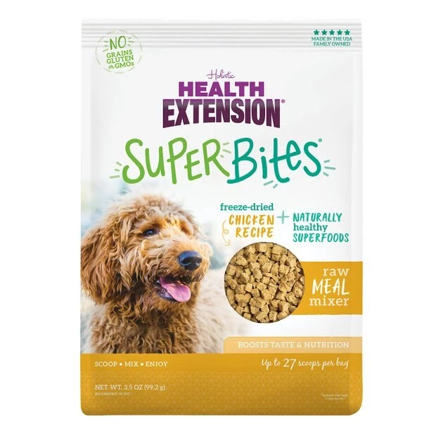 Health Extension Super Bites Chicken Recipe Freeze-Dried Raw Dog Food Mixer