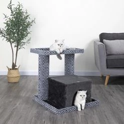 Go Pet Club 26.25-in Sequoia Cat Tree Condo, Grey/Black
