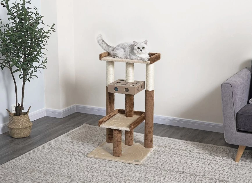 Go Pet Club 34-in IQ Busy Box Cat Tree, Beige