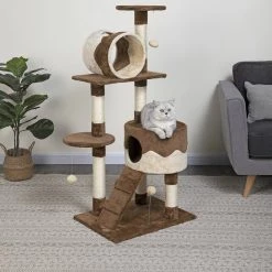 Go Pet Club 51.5-in Cat Tree Condo, Beige/ Brown