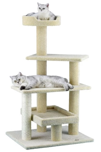 Go Pet Club 52-in Premium Carpeted Cat Tree, Beige - Image 2