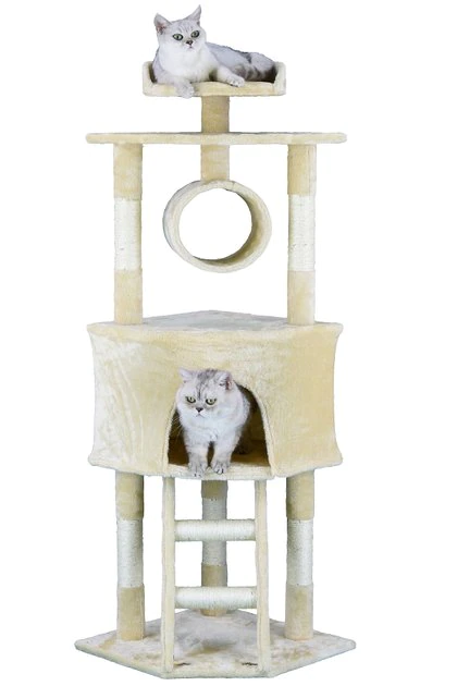 Go Pet Club 56-in Economical Cat Tree & Sisal Covered Posts, Beige