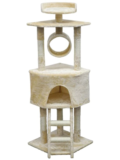 Go Pet Club 56-in Economical Cat Tree & Sisal Covered Posts, Beige - Image 2