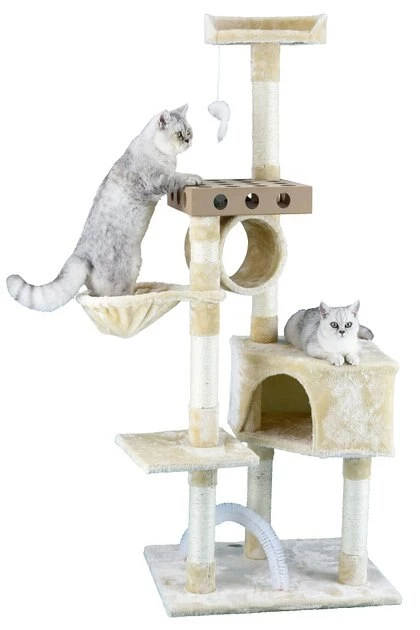 Go Pet Club 60-in IQ Busy Box Cat Condo, Beige - Image 2