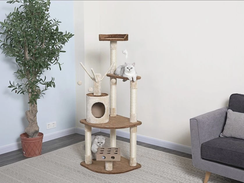 Go Pet Club 60-in IQ Busy Box Cat Tree Condo, Beige
