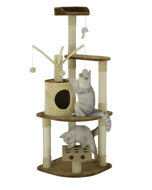 Go Pet Club 60-in IQ Busy Box Cat Tree Condo, Beige - Image 2
