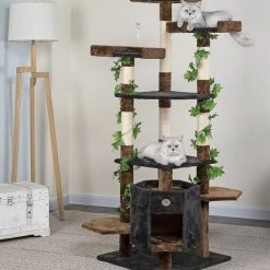 Go Pet Club 67-in Forest with Leaves Cat Tree, Blue/ Brown