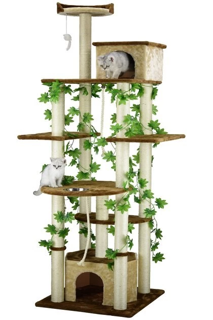 Go Pet Club 85-in Forest with Leaves Cat Tree, Beige/ Brown - Image 2