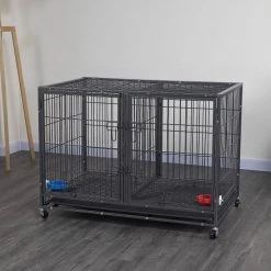 Go Pet Club Heavy Duty Stackable Double Door Wire Dog Crate