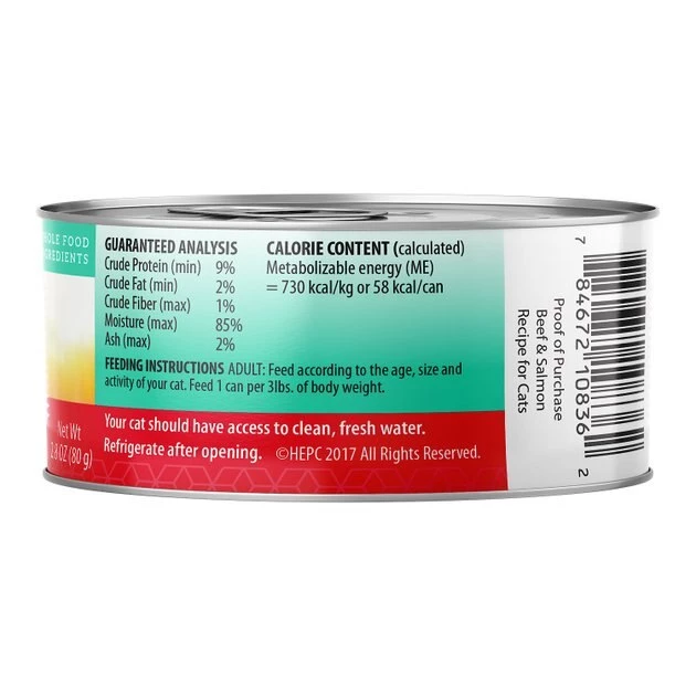 Health Extension Beef & Salmon Grain-Free Wet Cat Food, 2.8-oz can, case of 24 - Image 2