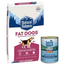 Natural Balance Fat Dogs Chicken & Salmon Formula Low Calorie Dry Food + Original Ultra Whole Body Health Reduced Calorie Chicken, Salmon & Duck Formula Canned Dog Food