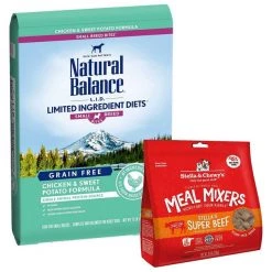 Natural Balance||Stella & Chewy's Natural Balance L.I.D. Limited Ingredient Diets Small Breed Bites Grain-Free Chicken & Sweet Potato Formula Dry Food + Stella & Chewy's Stella's Super Beef Meal Mixers Freeze-Dried Raw Dog Food Topper