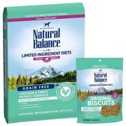 Natural Balance L.I.D. Limited Ingredient Diets Small Breed Bites Grain-Free Chicken & Sweet Potato Formula Dry Dog Food, 12-lb bag + Natural Balance L.I.T. Limited Ingredient Grain-Free Treats Sweet Potato & Chicken Formula Dog Treats, Small Breed, 8-oz bag