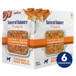 Natural Balance Platefulls Savory Duck & Pumpkin Recipe Wet Dog Food, 9-oz pouch, case of 6