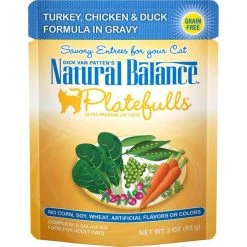 Natural Balance Platefulls Turkey, Chicken & Duck Formula in Gravy Grain-Free Cat Food Pouches