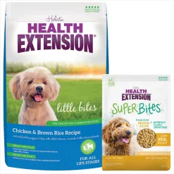 Health Extension Little Bites Chicken & Brown Rice Recipe Dry Food + Super Bites Chicken Recipe Freeze-Dried Raw Dog Food Mixer