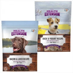 Health Extension Bully Puffs Bacon & Liver + Bully Puffs Duck & Yogurt Dog Treats