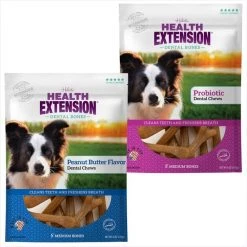 Health Extension Peanut Butter Flavor + Probiotic Yogurt Medium Dental Dog Treats
