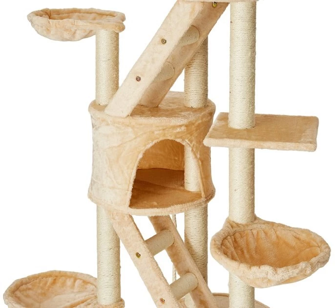 Go Pet Club 106-in Floor-to-Ceiling Faux Fur Cat Tree & Condo - Image 3