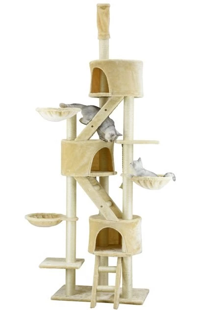 Go Pet Club 106-in Floor-to-Ceiling Faux Fur Cat Tree & Condo - Image 5