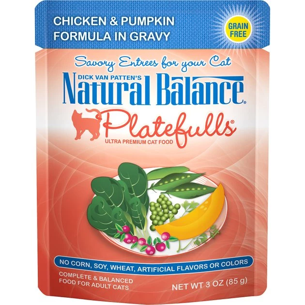 Natural Balance Platefulls Chicken & Pumpkin Formula in Gravy Grain-Free Cat Food Pouches