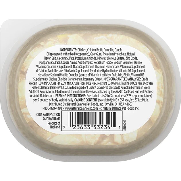 Natural Balance L.I.D. Limited Ingredient Diets Chicken & Pumpkin Formula Shreds Grain-Free Wet Cat Food - Image 2