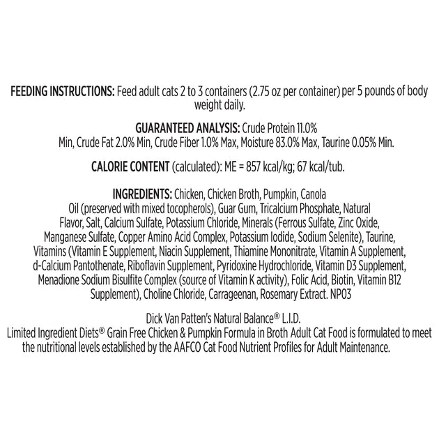 Natural Balance L.I.D. Limited Ingredient Diets Chicken & Pumpkin Formula Shreds Grain-Free Wet Cat Food - Image 4